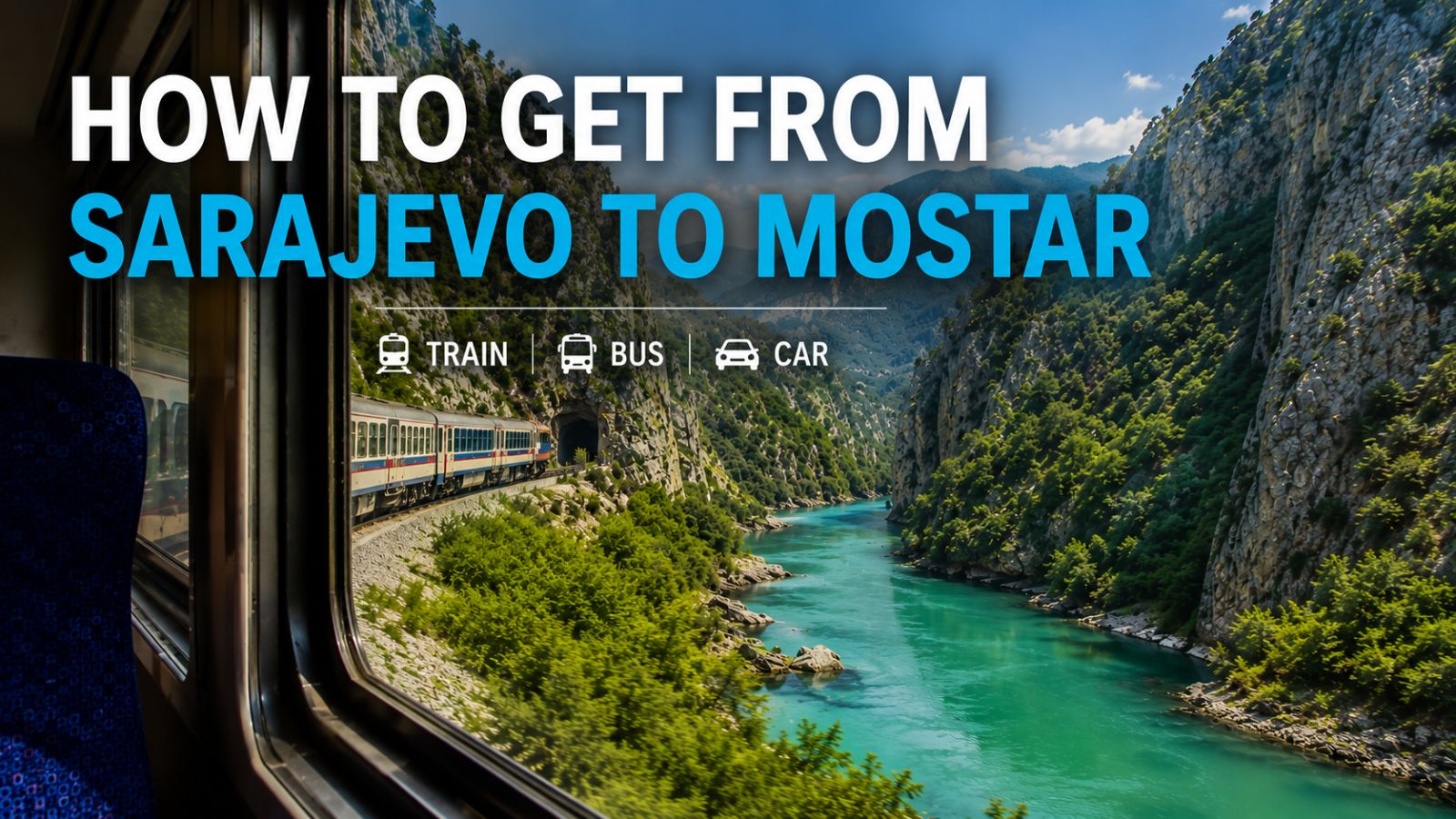 Train journey through the Neretva canyon between Sarajevo and Mostar