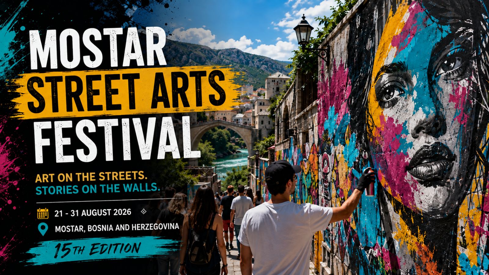 Mostar Street Arts Festival mural and street art in Mostar